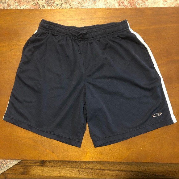 men’s navy athletic shorts with pockets - Picture 1 of 10